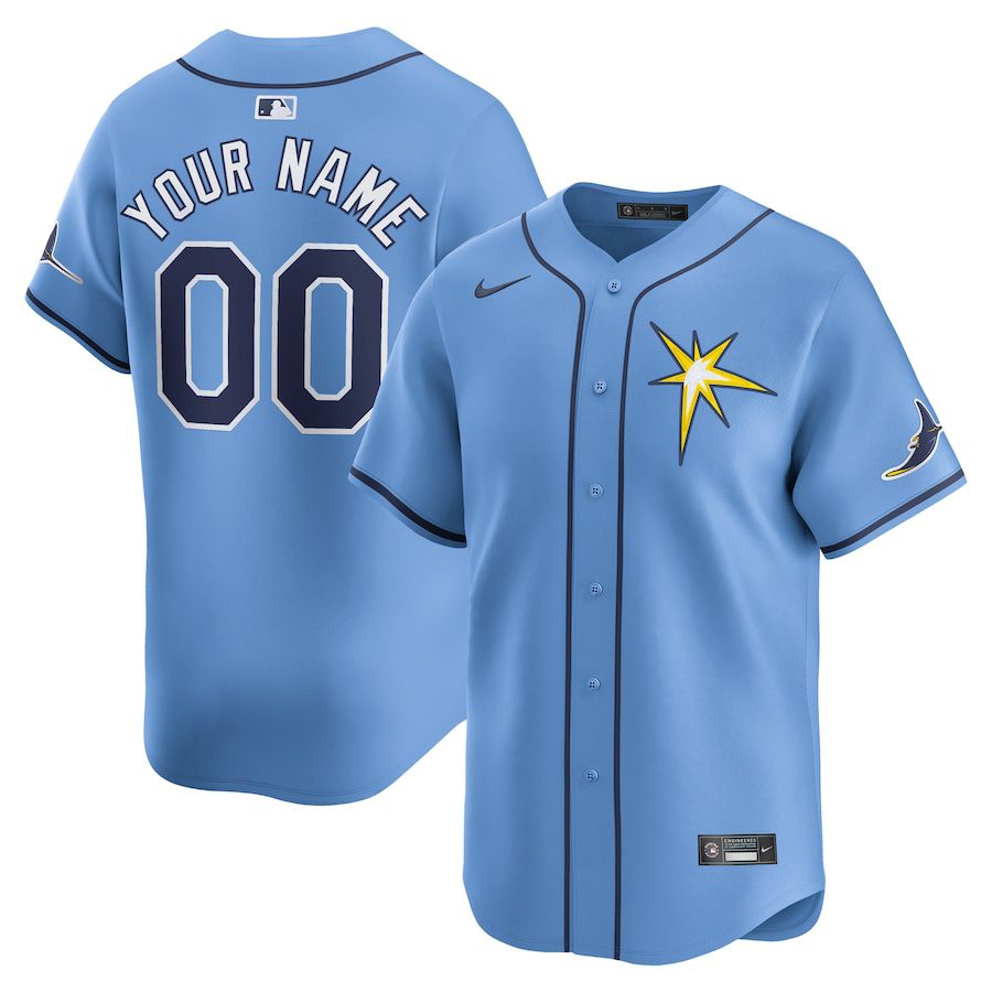 Men Tampa Bay Rays Nike Light Blue Alternate Limited Custom MLB Jersey->customized mlb jersey->Custom Jersey